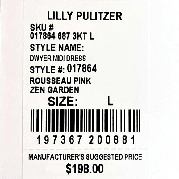 Lilly Pulitzer Dwyer Midi Dress in Rousseau Pink/Zen Garden NWT - Size Large - Picture 8 of 9